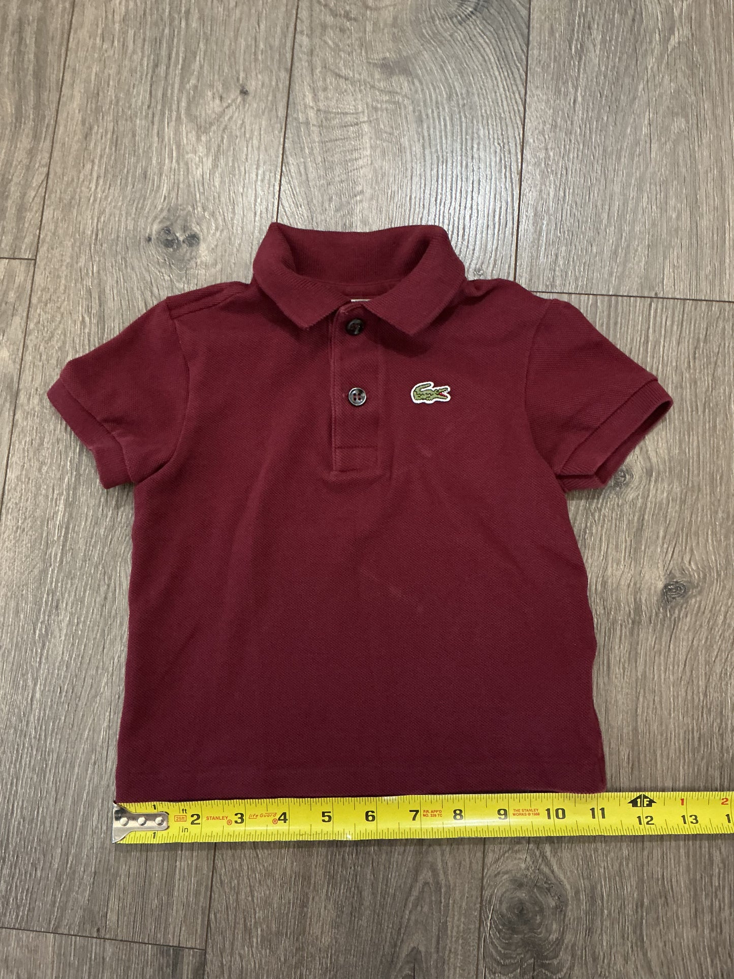 Lacoste Classic Pique Polo Shirt Maroon Short Sleeve Polo Shirt Boys 2 Years