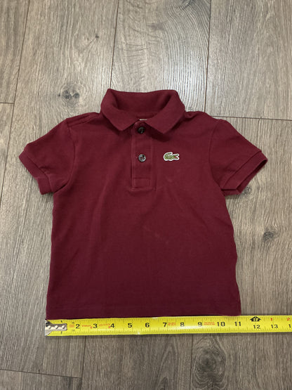 Lacoste Classic Pique Polo Shirt Maroon Short Sleeve Polo Shirt Boys 2 Years