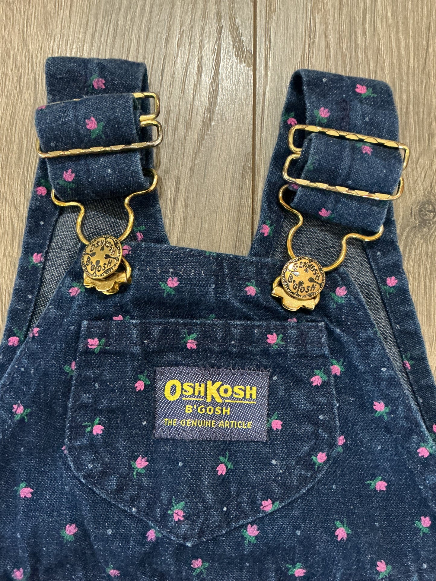 oshkosh b'gosh girls vintage Blue Floral Overalls 6-9 Mo Vestbak
