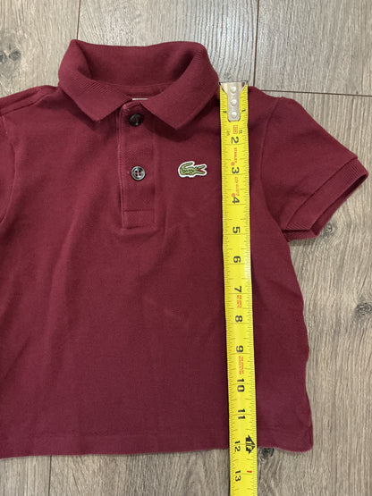 Lacoste Classic Pique Polo Shirt Maroon Short Sleeve Polo Shirt Boys 2 Years