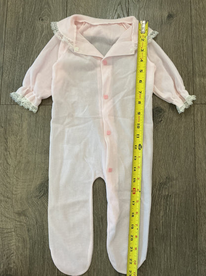 pink one piece, sleepwear lace kids girls 3T romper button up vintage￼