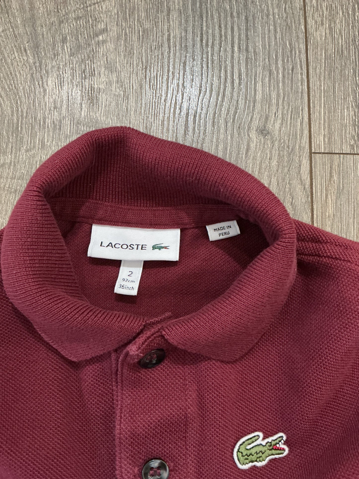 Lacoste Classic Pique Polo Shirt Maroon Short Sleeve Polo Shirt Boys 2 Years