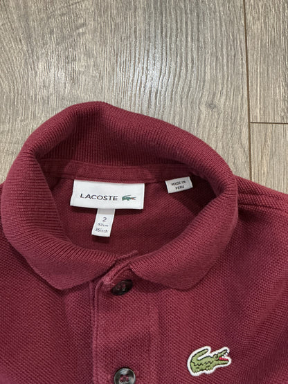 Lacoste Classic Pique Polo Shirt Maroon Short Sleeve Polo Shirt Boys 2 Years