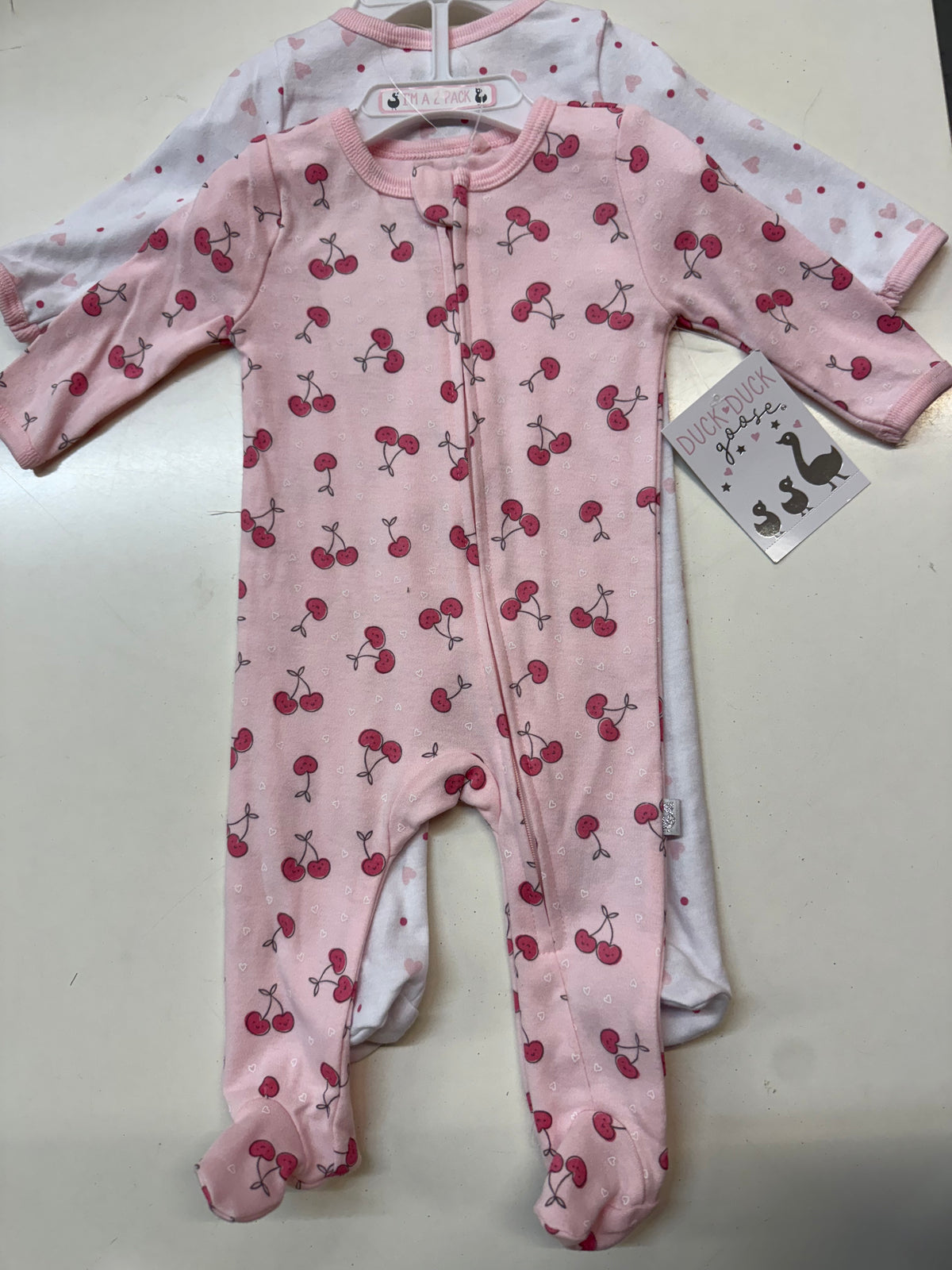 New 2pk Cherry Coveralls, 0-3m