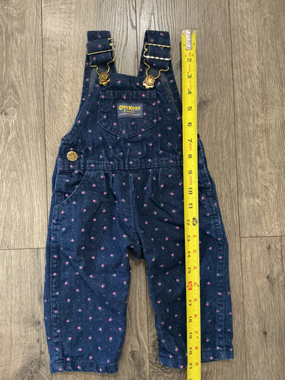 oshkosh b'gosh girls vintage Blue Floral Overalls 6-9 Mo Vestbak