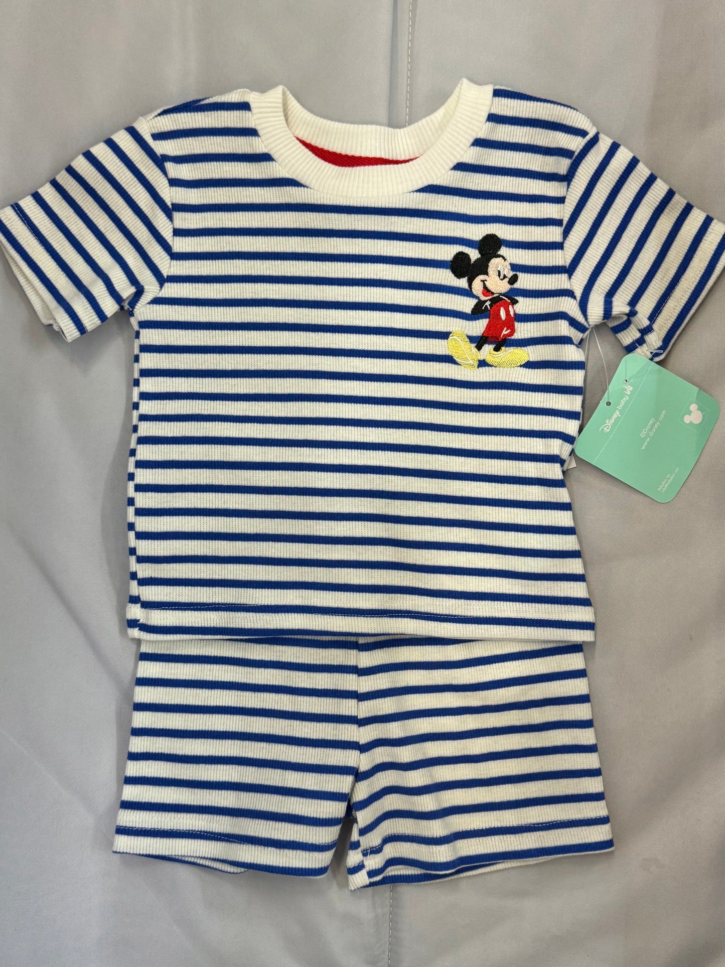 New Mickey Blue Stripes 2pc Set, 6-9m