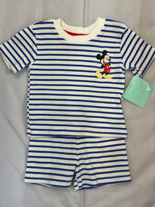 New Mickey Blue Stripes 2pc Set, 6-9m