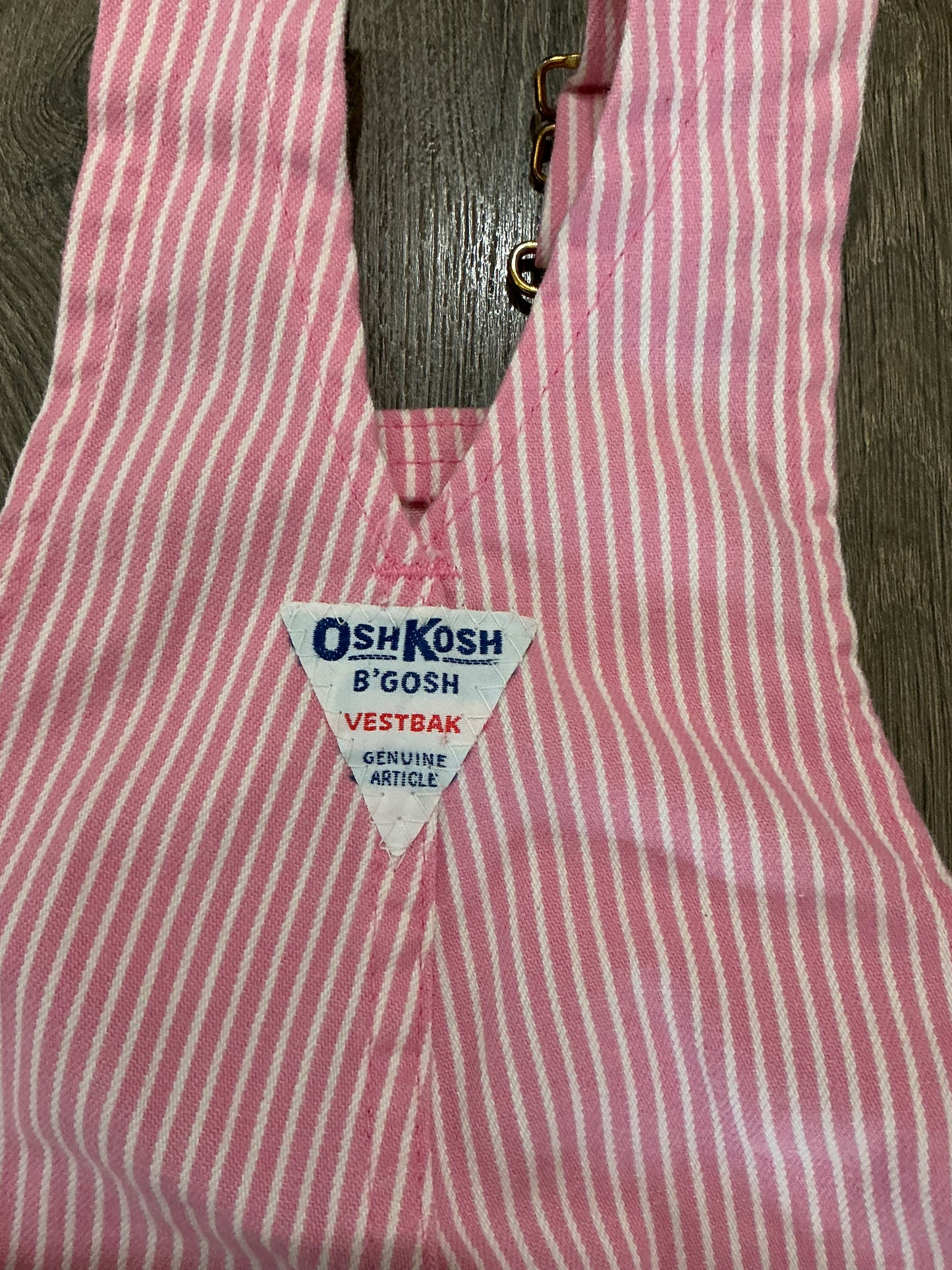 Vintage Oshkosh B'Gosh Vestbak Pink Stripe Bibs Overalls 12 Months rare