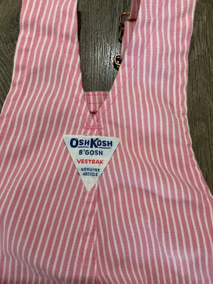Vintage Oshkosh B'Gosh Vestbak Pink Stripe Bibs Overalls 12 Months rare