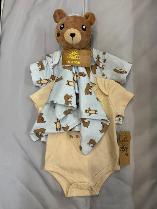 New 3pc Bear Bodysuit, 0-3m