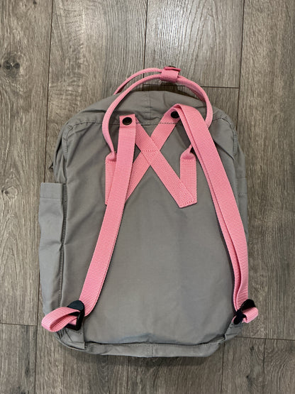 Fjallraven Kanken Mini Bag Light Gray With Pink Straps