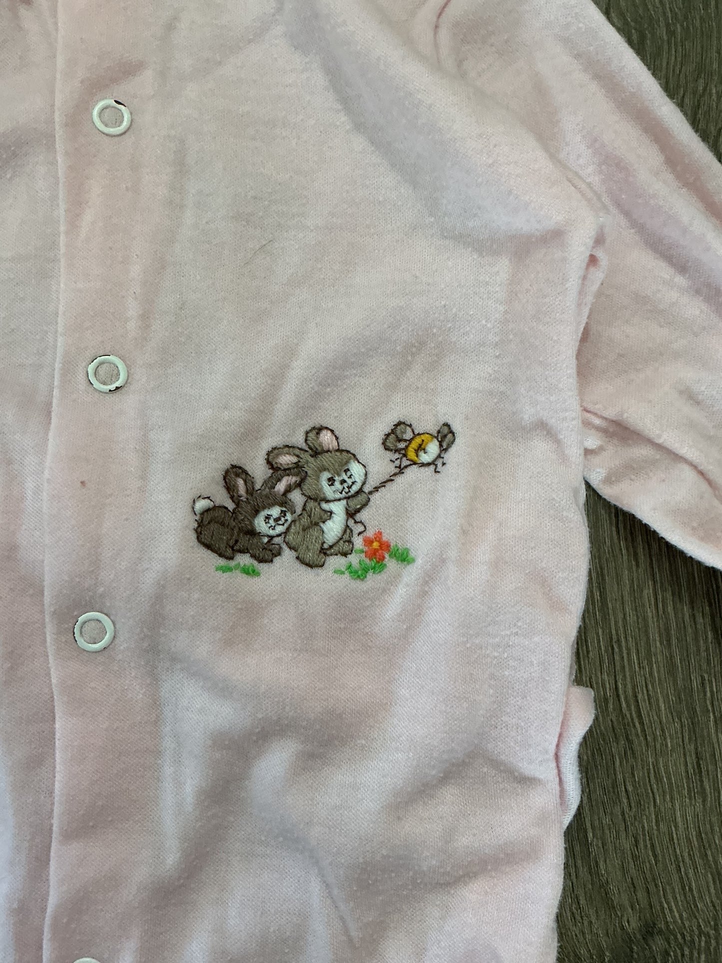 Little Me Pink bunny Footie Infant Girls Size XL Pre-owned one-piece