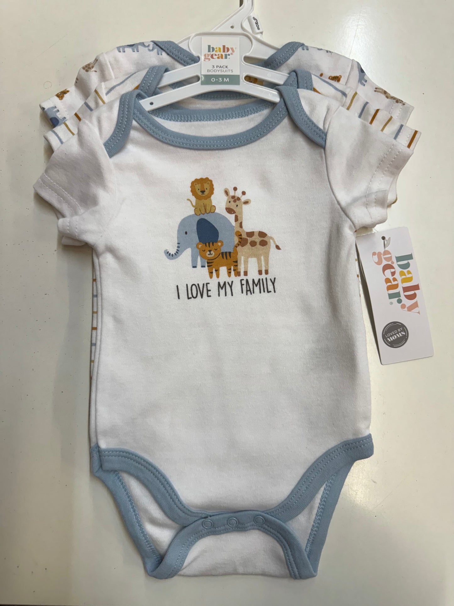 New Animal 3pk onesies, 0-3m