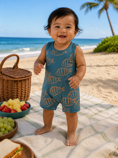 Blue Manini Romper
