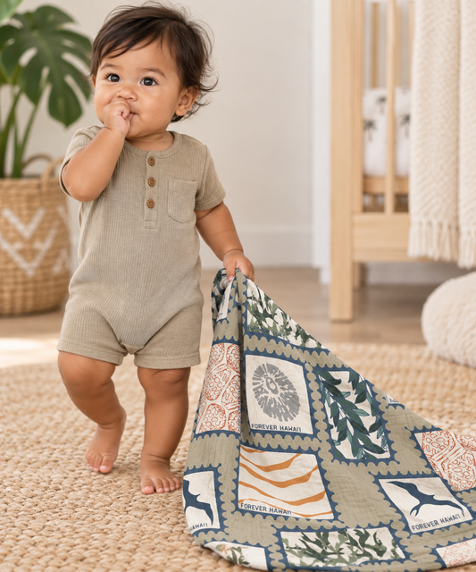 Little Manini Hawaiian Stamp Swaddle