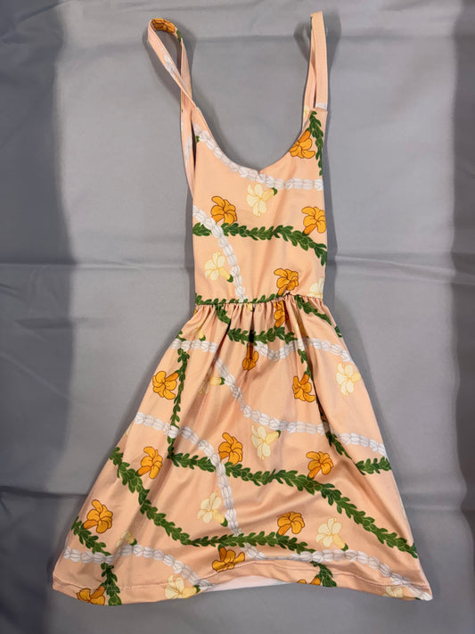 Peach Strappy Back Halter Dress