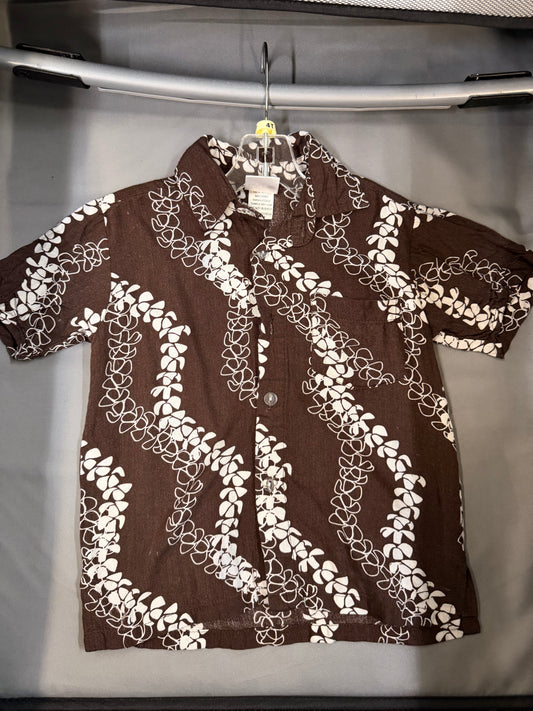 Hula Bay Brown Puakenikeni Aloha Shirt, 4T