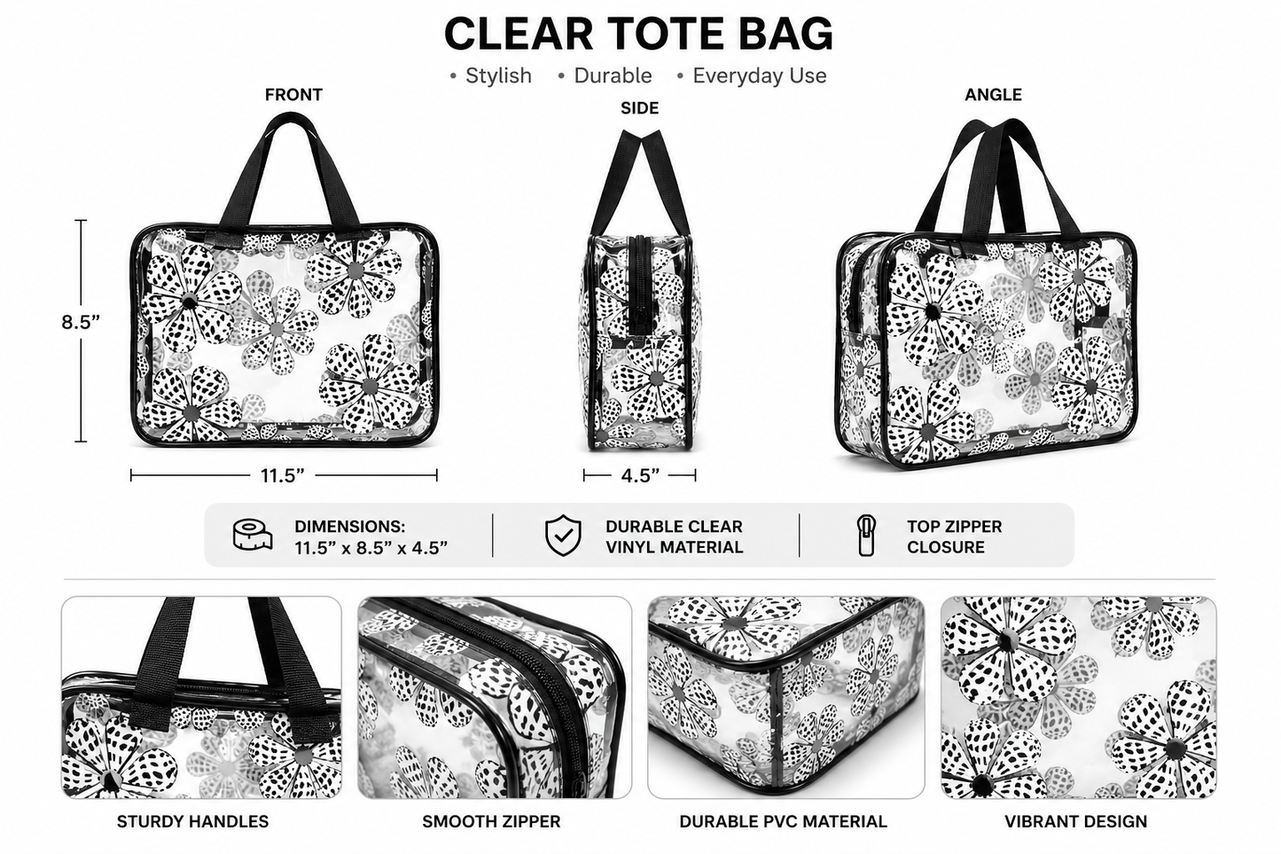 12” Clear Zip Bag, Hebrew Shell