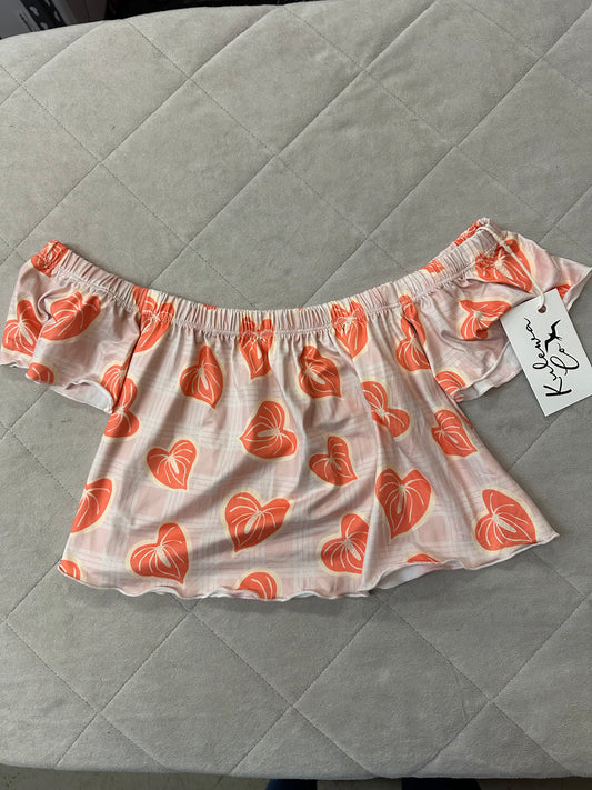 Kulewa Co OTS Pink Palaka & Anthurium Top, Size 2T
