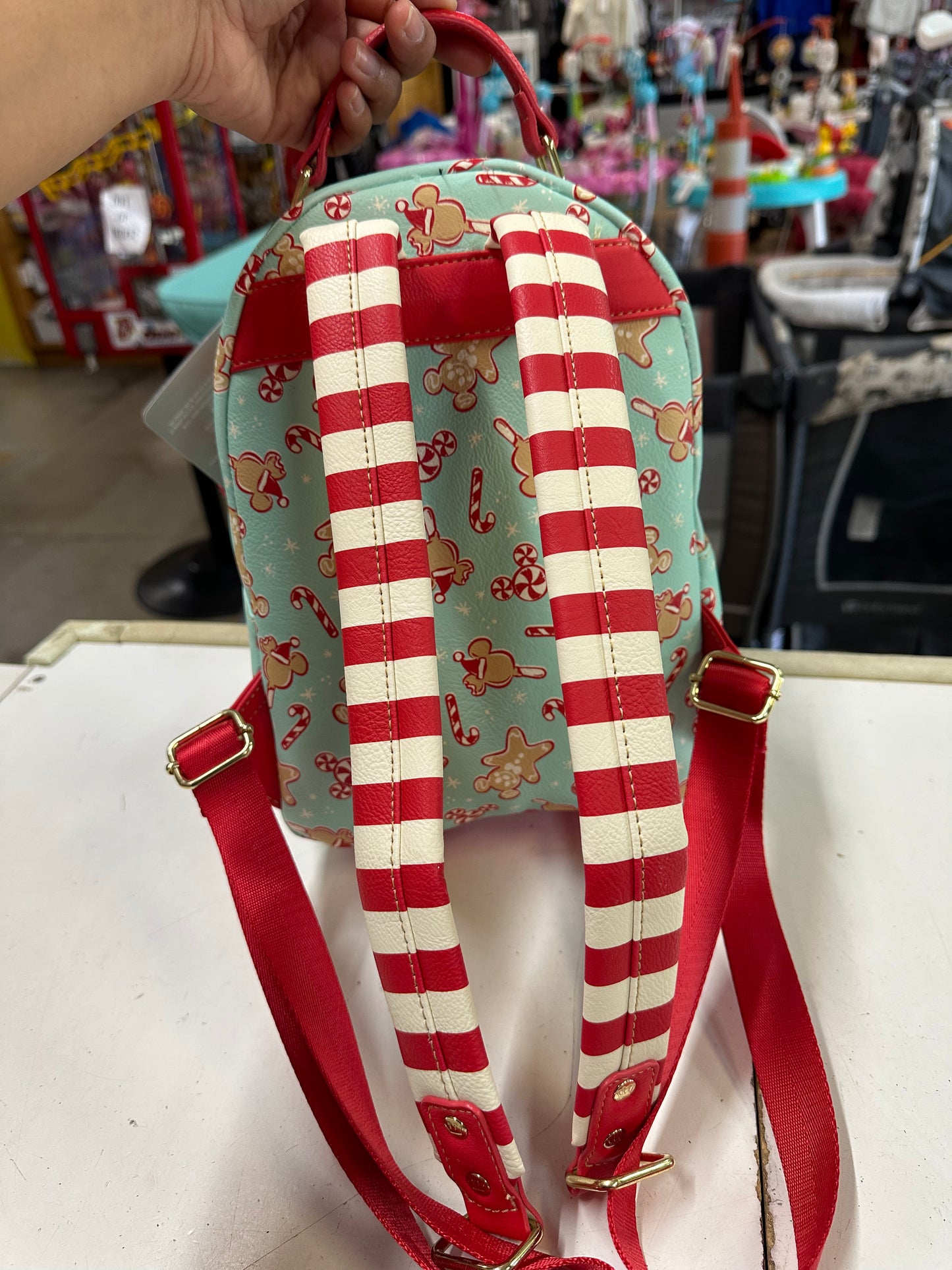 New Disney Loungefly Christmas Peppermint Candy Cane Backpack