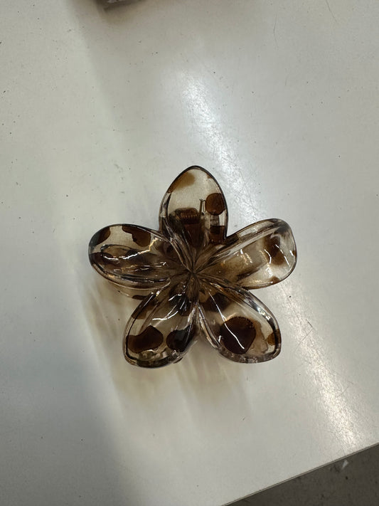 Cheetah Plumeria Claw Clip