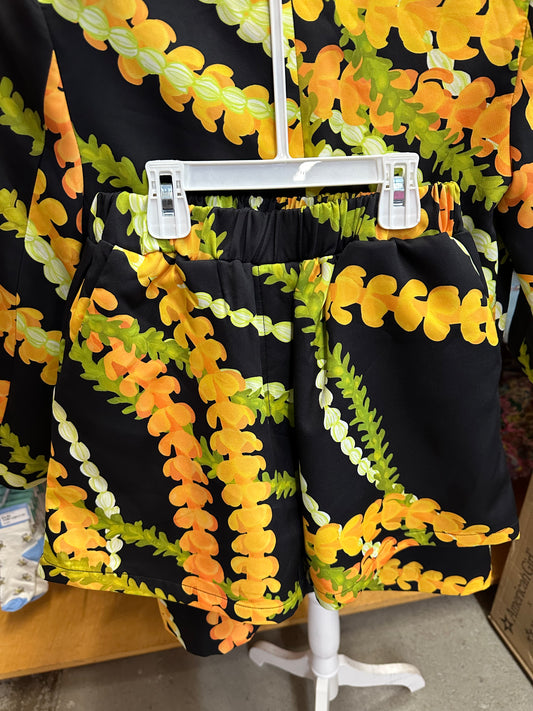 New Lexbreezy Blazer & Shorts Black Lei Mau Set, Size XS