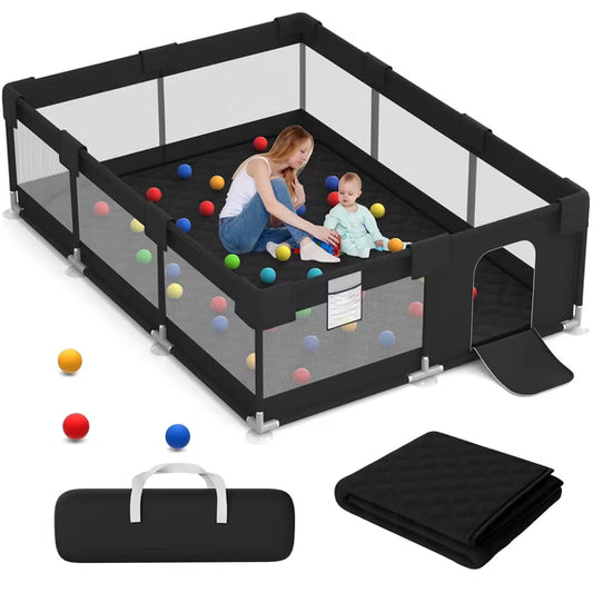 NEW Playpen w/ Mat 71"x50", Black