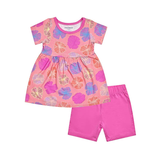 Seaflower Short Sleeve Top and Short Set: 2T