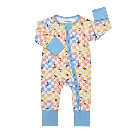 Sunset Checker Bamboo Coverall: 12-18M