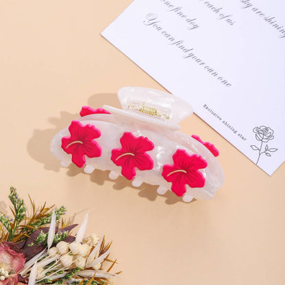 Hibiscus Claw Clip: White