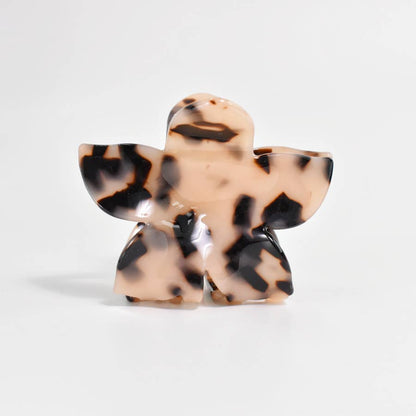 Tortoise & Marbled Plumeria Flower Acetate Hair Claw Clip: BlackBrown