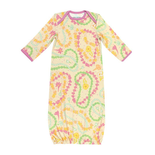 Lei Day in Sand Bamboo Layette Gown: 3-6M
