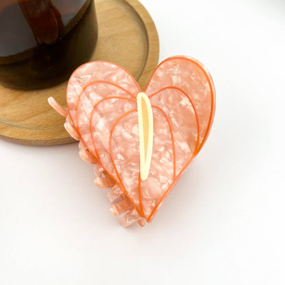 Anthurium Leaf Hair Claw Clip, Acetate Hair Clip: Pink