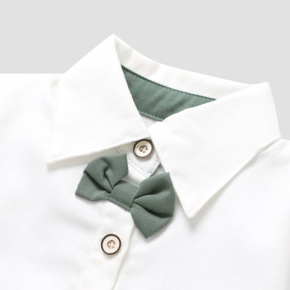 Bow Tie Shirt Shorts Set: Green / 3-4 Years
