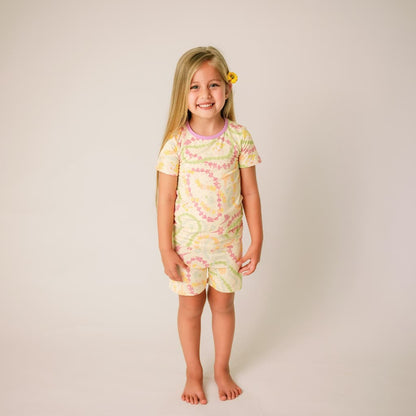 Lei Day in Sand Short Bamboo Pajamas: 4T