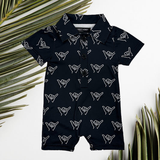 Black Shaka Collared Jumpsuit