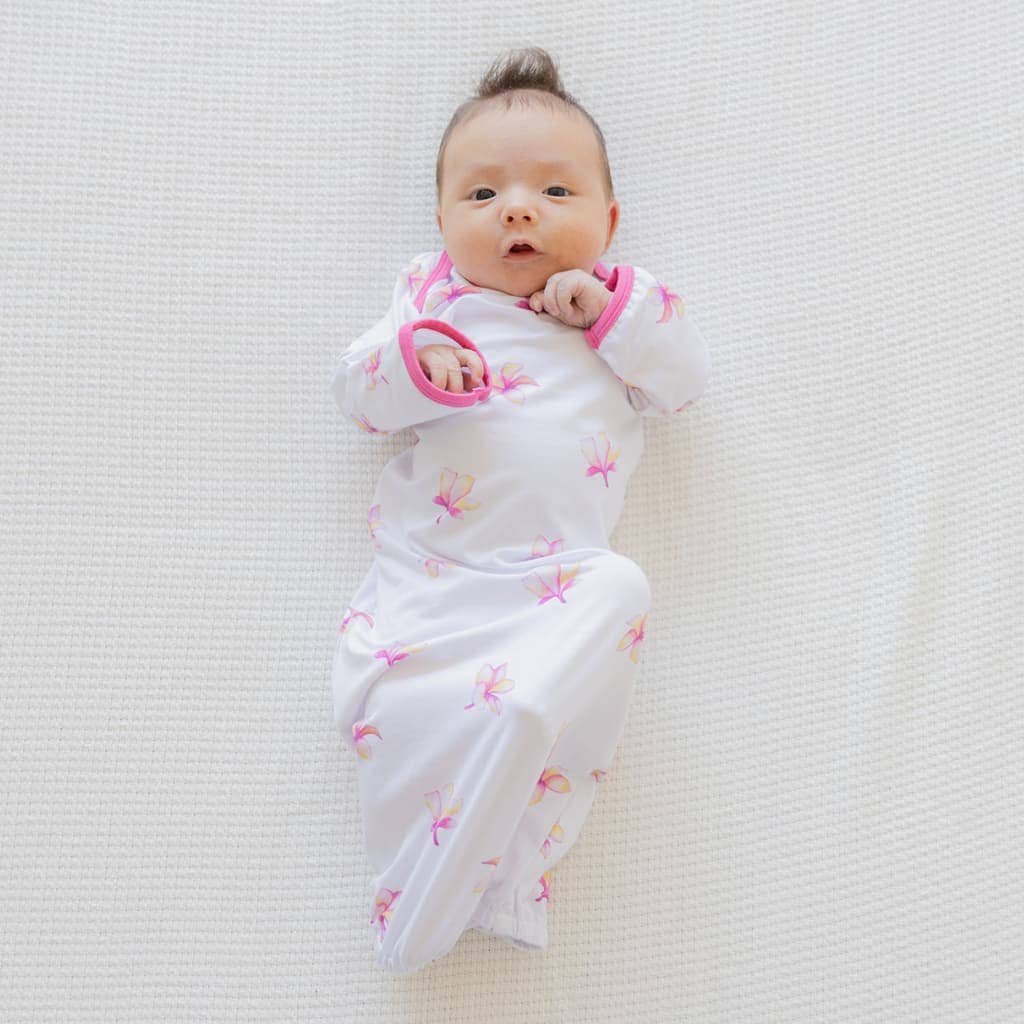 Plumeria Bamboo Layette Gown: 3-6M