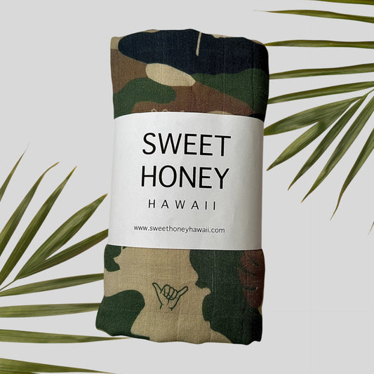 Camo shaka monstera Bamboo Swaddle Blanket