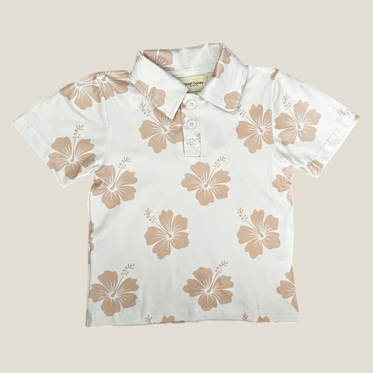 Cream Hibiscus collared shirt