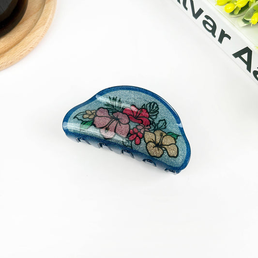 Vintage Blue Flower Claw Clip
