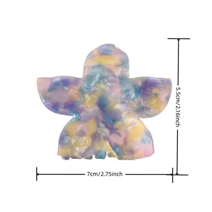 Tortoise & Marbled Plumeria Flower Acetate Hair Claw Clip: BlackBrown