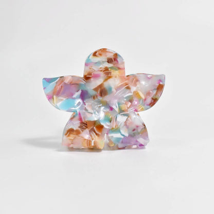 Tortoise & Marbled Plumeria Flower Acetate Hair Claw Clip: BlackBrown