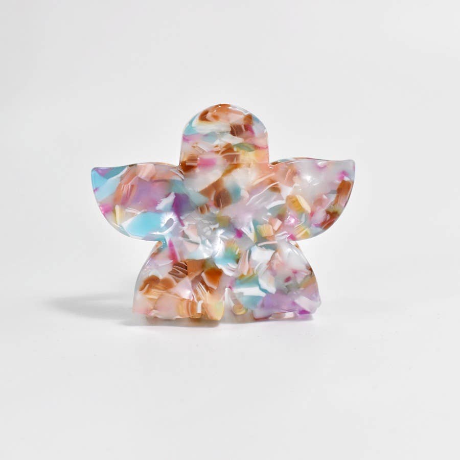 Tortoise & Marbled Plumeria Flower Acetate Hair Claw Clip: BlackBeige