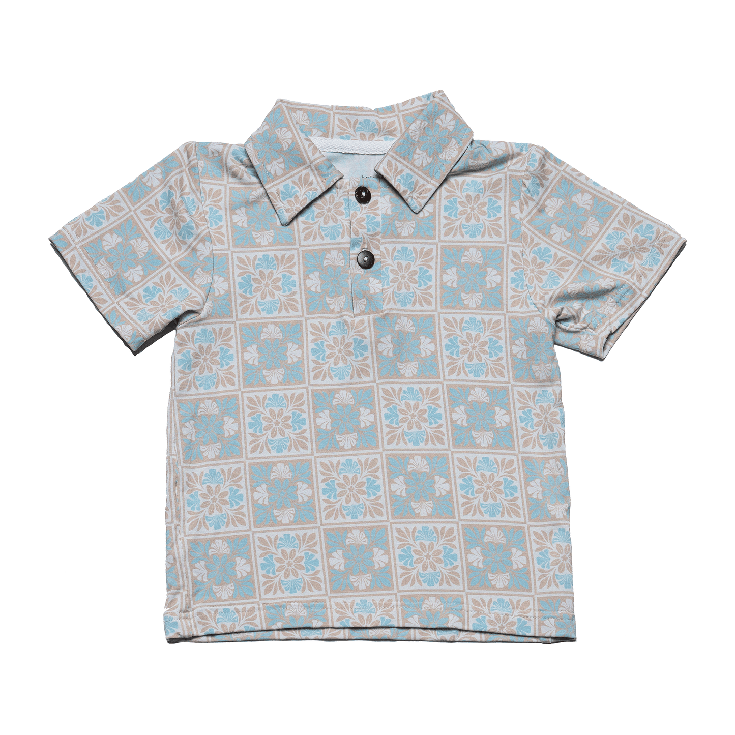 Blue Kuiki Naupaka Bamboo Kalei Athletic Polo: 6Y