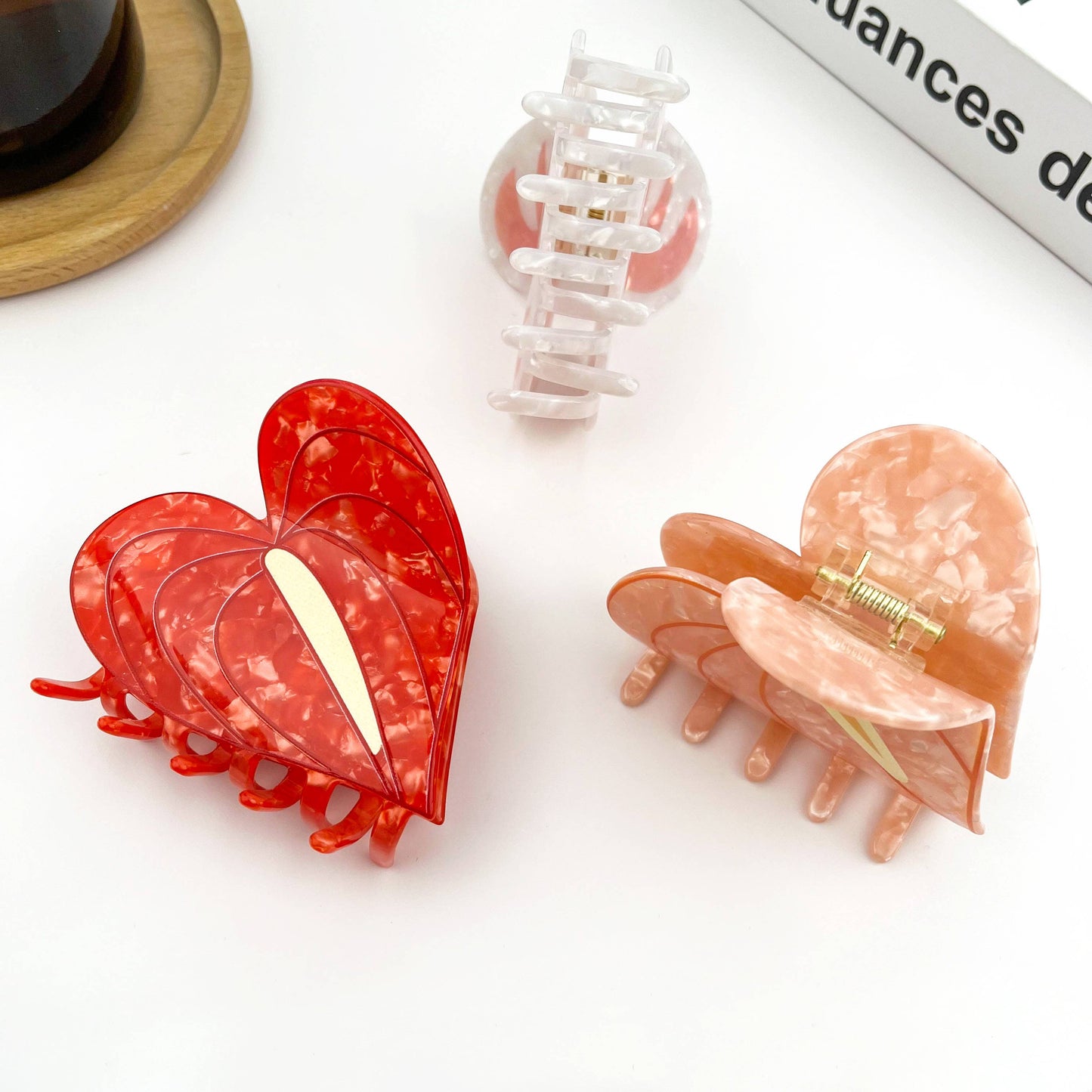 Anthurium Leaf Hair Claw Clip, Acetate Hair Clip: Pink