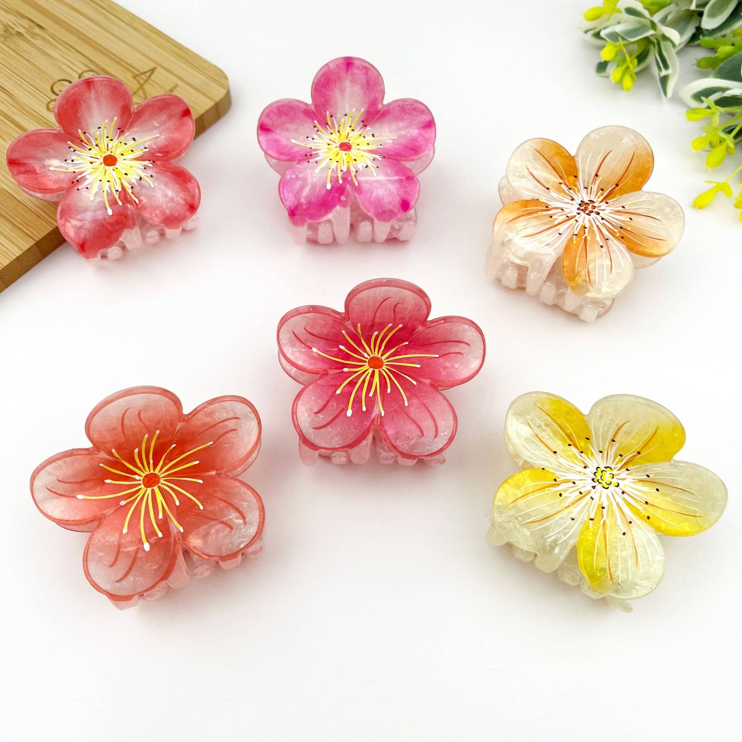 Sweet Plum Blossom Hair Claw Clip, Vacation Hair Clip: Red