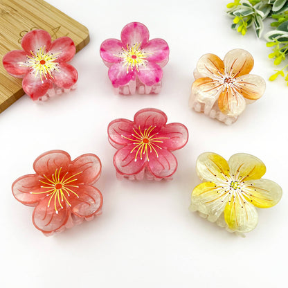 Sweet Plum Blossom Hair Claw Clip, Vacation Hair Clip: Red