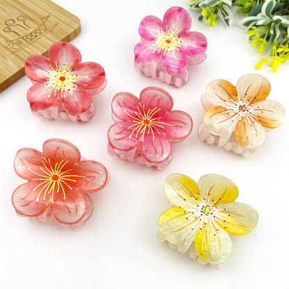 Sweet Plum Blossom Hair Claw Clip, Vacation Hair Clip: Red