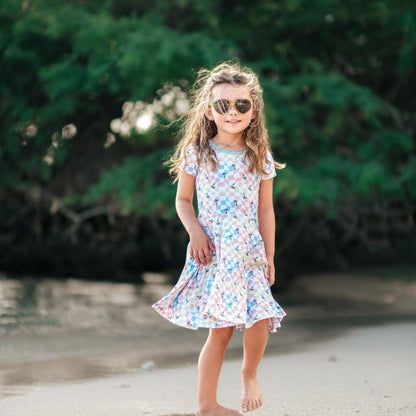 Sunset Checker Bamboo T-Shirt Dress: 12-18M