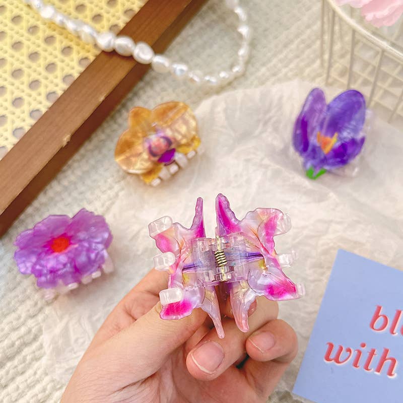 Bauhinia - Inspired Acetate Flower Hair Clips for Summer: Colorful-Purple